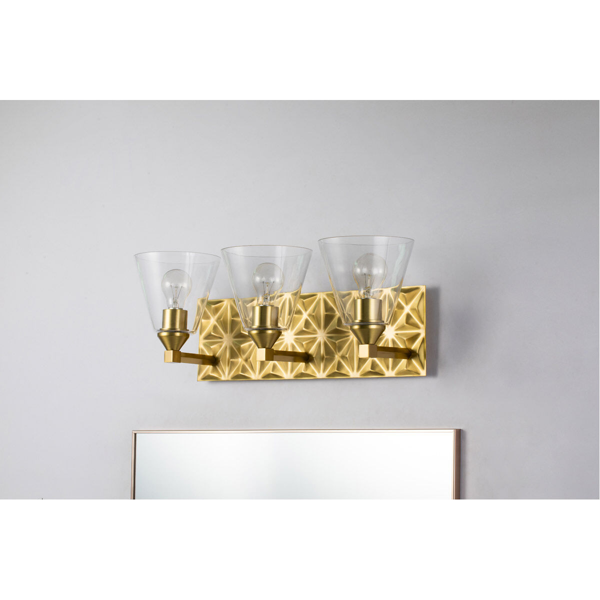 Alpha 3 Light 25 inch AGB Bath Light Wall Light in Antique Brass